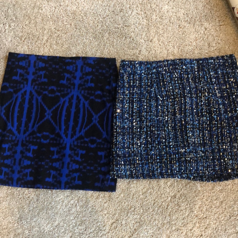 Set of 2 Blue/Black Mini Skirts EUC Express/Forever 21
